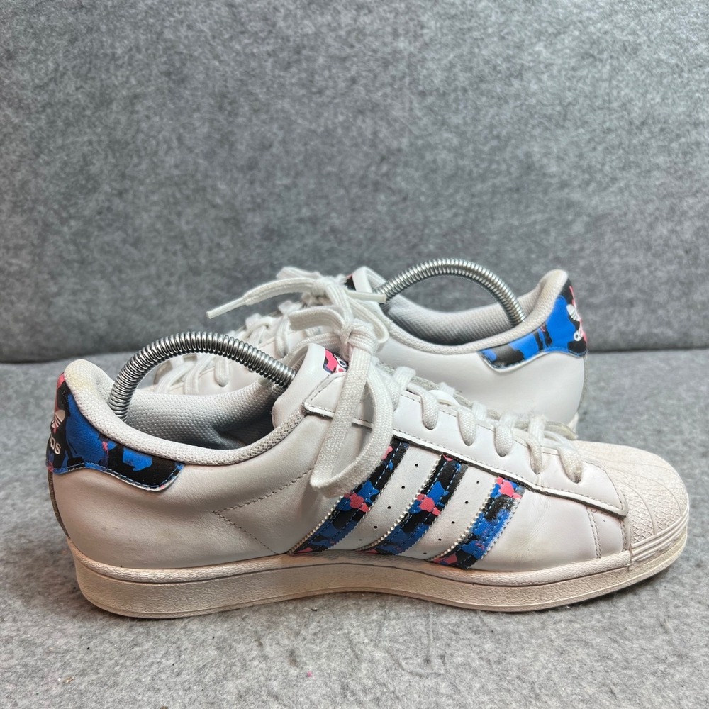 Adidas Superstar White Blue Pink Camo Graphic Low Top Sneakers Mens 9.5 - Picture 5 of 8